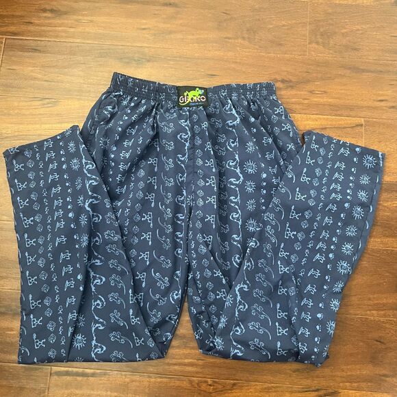 Gecko Hawaii Wave Beach Pants XL Blue Gray 90s Swim Parachute Pants - Picture 1 of 4